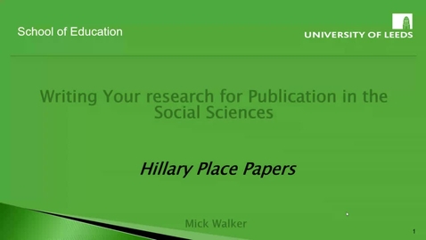 Thumbnail for entry Writing Your Research for Publication - Mick Walker (25/10/19) WRDTP: ECY