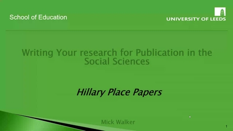 Thumbnail for Writing Your Research for Publication - Mick Walker (25/10/19) WRDTP: ECY