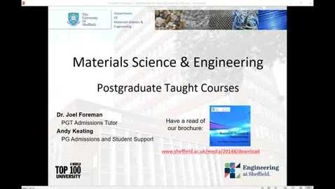 Thumbnail for entry Postgraduate degrees in the Department of Materials Science and Engineering
