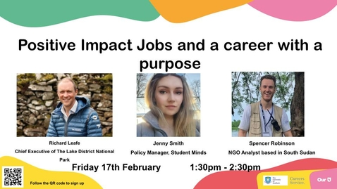 Thumbnail for Positive Impact Jobs and a career with purpose