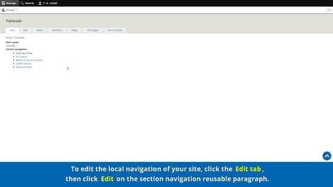 Thumbnail for New CMS Training | Group owner top up | Understanding how the local navigation works