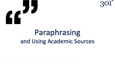 Thumbnail for Paraphrasing and Using Academic Sources