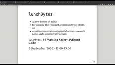 Go to LunchBytes talks #1: writing safer (Python) code with duration: 1 hour, 1 minute