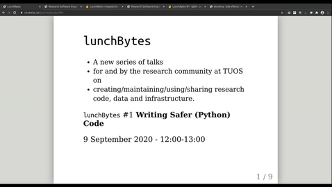 Thumbnail for entry LunchBytes talks #1: writing safer (Python) code