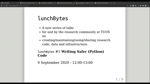 Thumbnail for LunchBytes talks #1: writing safer (Python) code
