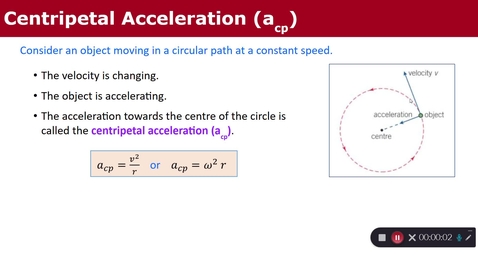 Thumbnail for 1.7.2 Centripetal Acceleration - Quiz