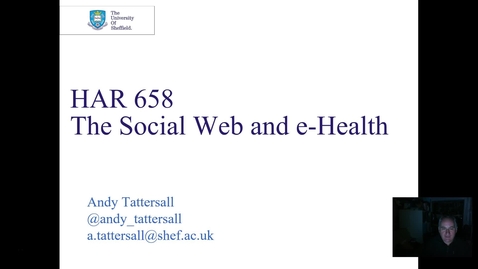 Thumbnail for HAR658 The Social Web and E Health 2018