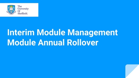 Thumbnail for entry IMM Module Annual Rollover
