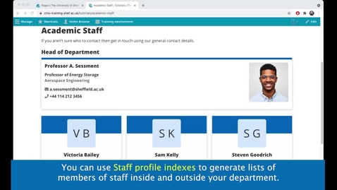 Thumbnail for New CMS Training  | Staff profile index Content type