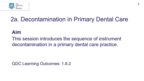 Thumbnail for entry 4th BDS DPU 2a Decontamination in Primary Dental Care - Quiz