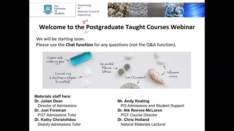 Thumbnail for Materials Science &amp; Engineering MSc taster lecture