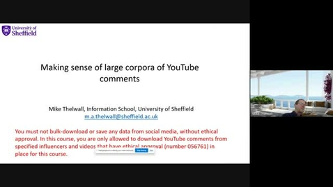 Thumbnail for entry Making sense of large corpora of YouTube Data with Mozdeh (YouTube Research part 3 of 3) (18/04/2024) WRDTP: DCA