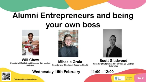 Thumbnail for Alumni Entrepreneurs and being your own Boss