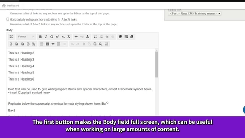 Thumbnail for CMS Training | Introduction to the CMS | The Editor | Basic features