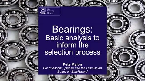 Thumbnail for Bearings: basic analysis to inform the selection process
