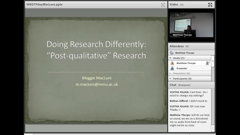 Thumbnail for Doing Research Differently: &quot;Post-qualitative&quot; Research (15/03/2019) WRDTP: ECY