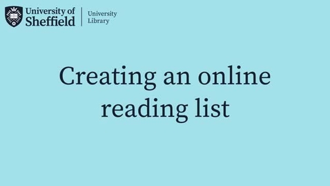 Thumbnail for 1. Creating an online reading list