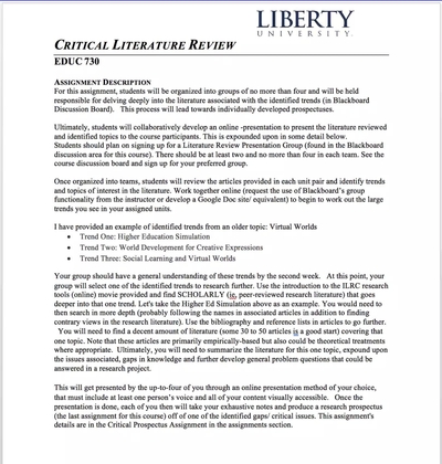 liberty university literature review