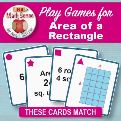 Understanding Area of a Rectangle 40 Math Cards with Games Guide 3M33