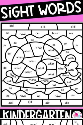 Thanksgiving Color by Sight Words Kindergarten by Primary Piglets
