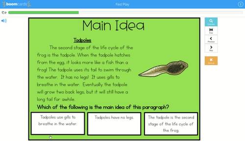 Main Idea and Supporting Details BOOM Cards (Frog Life Cycle) | TpT