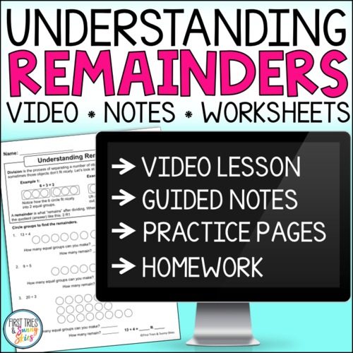 Preview of Division with Remainders Worksheets  - Interpreting Remainders Word Problems