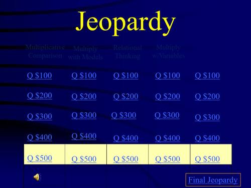 4th Math Jeopardy- Mult (Comparative Relational Thinking & Multi-step WP)