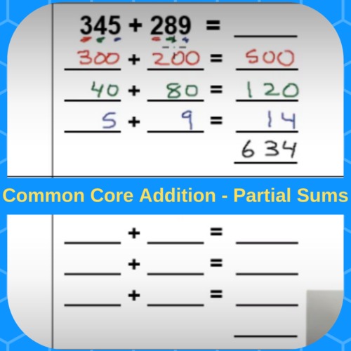 Preview of Common Core Addition - Partial Sums