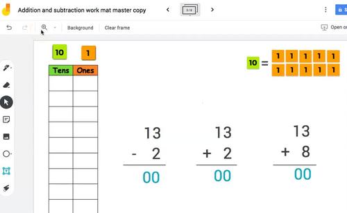 Math Jamboard - online manipulative for addition and subtraction problems