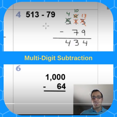 Preview of Multi-Digit Subtraction Tutorial **Matching Worksheet Included**