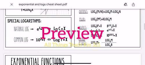 Exponential and Logarithmic Functions Student Cheat Sheet & Scaffold