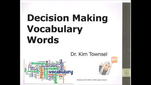 Preview of Decision Making Vocabulary