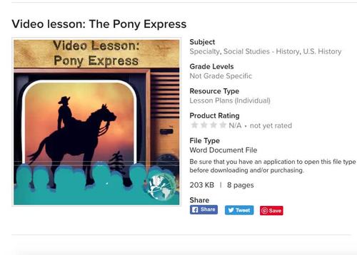 Video Lesson The Pony Express By Social Studies Studio Tpt
