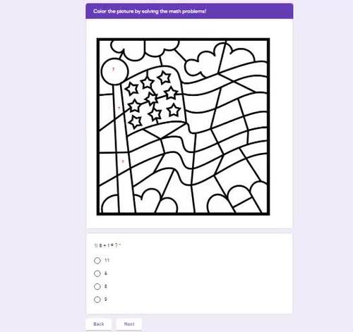 Preview of Digital Coloring Pages with Google Forms - Distance Learning