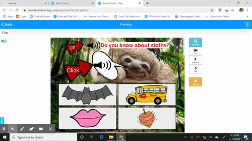 Phonological Awareness Blending cvc Words Sloth Boom Cards Phonemic ...