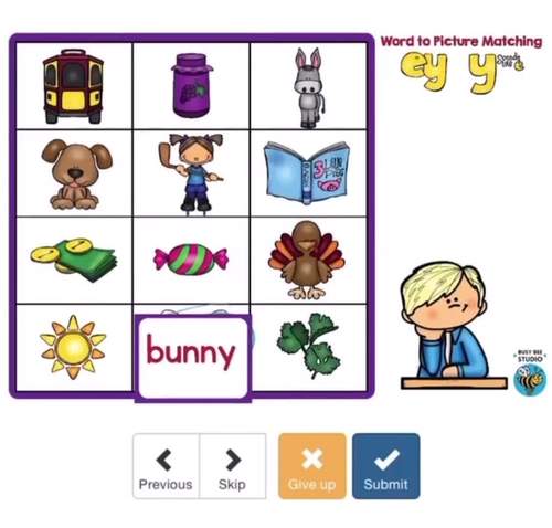 EY and Y sounds like E | Word to Picture Matching | Boom Cards | TpT