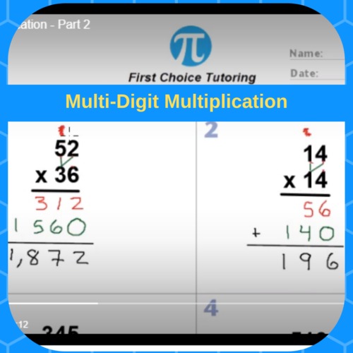 Preview of Multi-Digit Multiplication (Part 2) Tutorial **Matching Worksheet Included**