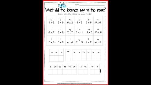 fall multiplication worksheets jokes solved with single digit