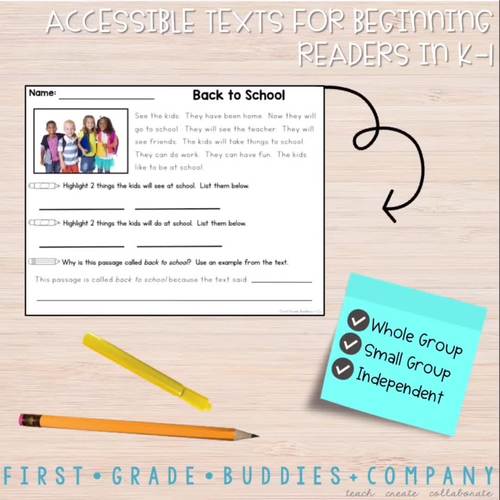 Emergent Text Evidence Reading Passages with Comprehension Questions