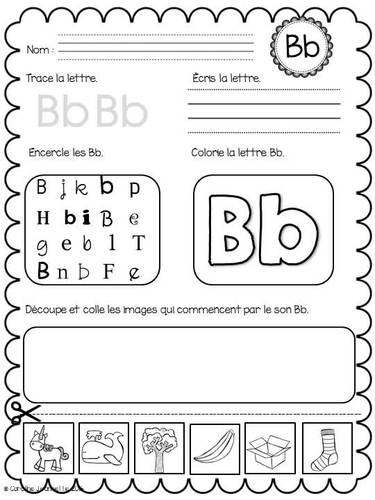 french alphabet letter b lettre by caroline joannette coloriage fossiles