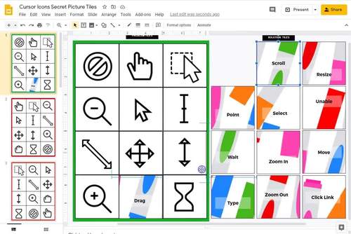Mouse Practice | Cursor Icons Themed Secret Picture Tiles Drag & Drop ...