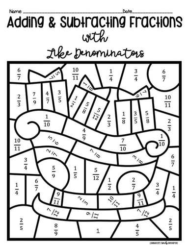 Christmas Adding & Subtracting Fractions with Like ...