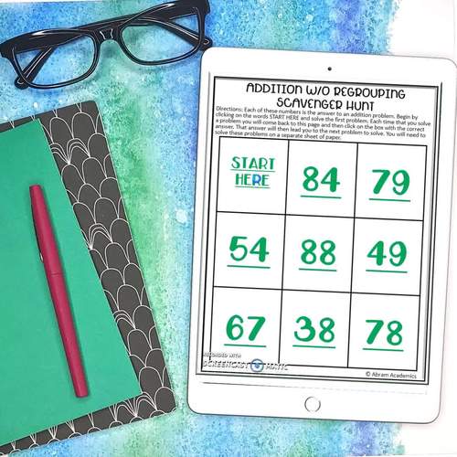 Digital Math Scavenger Hunt for Addition Without Regrouping by Abram ...