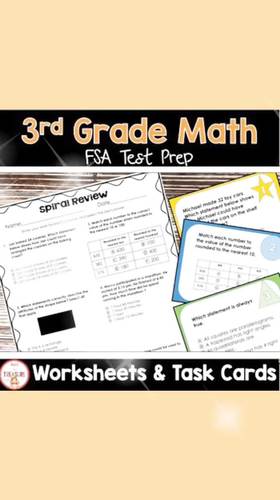 3rd Grade Math Test Prep Worksheets and Task Cards | FSA Math ...