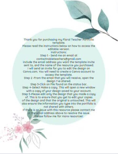 Floral Teaching Portfolio by Noble Teachers | TPT