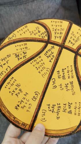 8th Grade Basketball Math Craft Systems of Linear Equations Spiral ...