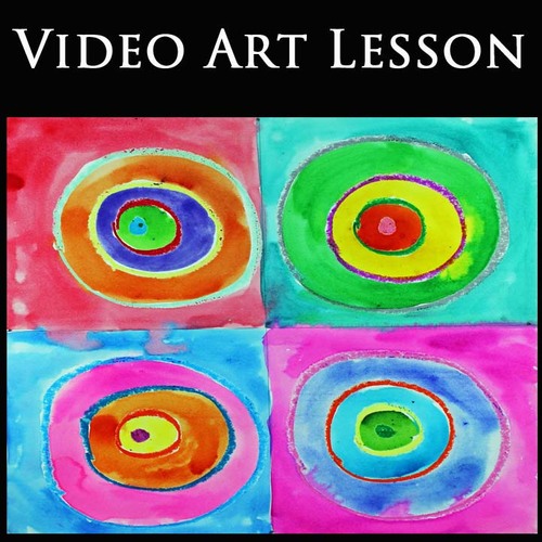 Preview of CONCENTRIC CIRCLES Art Lesson | EASY Drawing & Watercolor Painting Art Project