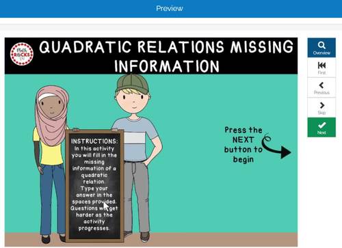 Quadratic Graph Missing Information Math Puzzle Algebra 1 Digital Boom Cards™