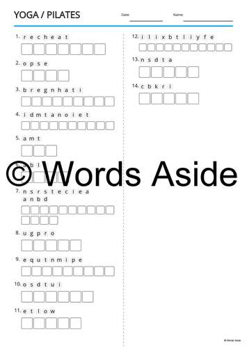 Word Puzzle Games Copy Crossword Word Search Anagram YOGA PILATES