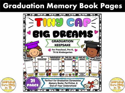 Graduation Memory Book Pages for Preschool, Pre-K, TK & Kindergarten
